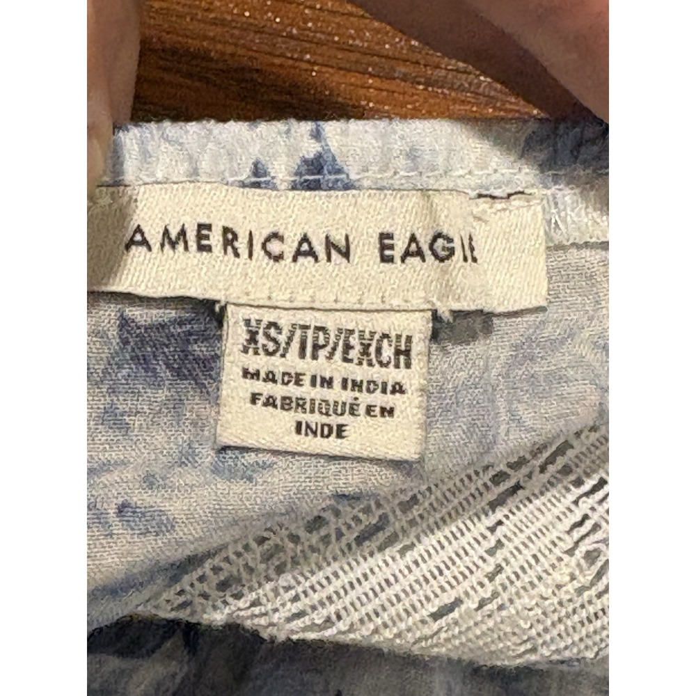 American Eagle Floral Smocked Crop Top Sweetheart Neckline Cottage Coquette XS - Picture 5 of 6